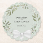 Rustic Eucalyptus Wreath Sage Green Wedding Paper Kartonnen Onderzetters (Voorkant)