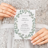 Rustic Eucalyputus Dusty Blue Wedding Invitation Kaart