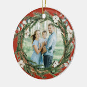 Rustic Eucalytus en Pine Wreate kerstfoto Keramisch Ornament (Links)