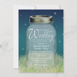 Rustic Evening Mason Jar Wedding Uitnodiging