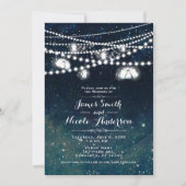 Rustic Evening Night Sky Mason Jar Lights Wedding Kaart (Voorkant)