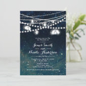 Rustic Evening Night Sky Mason Jar Lights Wedding Kaart (Staand voorkant)