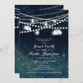 Rustic Evening Night Sky Mason Jar Lights Wedding Kaart (Voorkant / Achterkant)