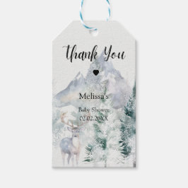 Rustic Evergreen Baby Shower Gift Tag Cadeaulabel