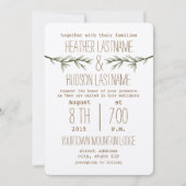 Rustic Evergreen Branches Wedding Invite Kaart (Voorkant)