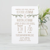 Rustic Evergreen Branches Wedding Invite Kaart (Staand voorkant)