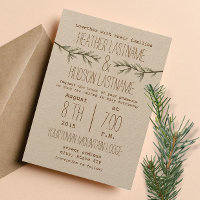 Rustic Evergreen Branches Wedding Invite