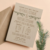 Rustic Evergreen Branches Wedding Invite Kaart