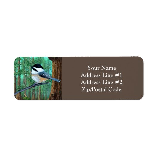 Rustic Evergreen Pine Chickadee Etiket (Voorkant)