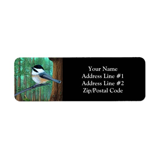 Rustic Evergreen Pine Chickadee Etiket (Voorkant)