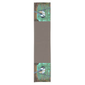 Rustic Evergreen Pine Chickadee Korte Tafelloper (Voorkant)
