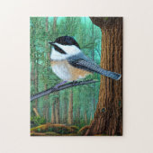 Rustic Evergreen Pine Chickadee Legpuzzel (Verticaal)