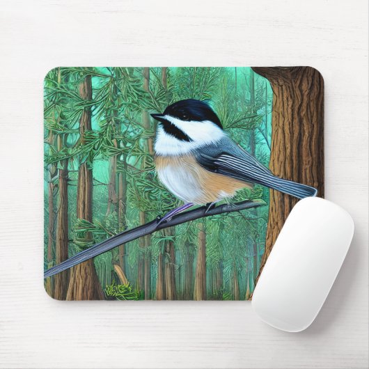 Rustic Evergreen Pine Chickadee Muismat (Met muis)