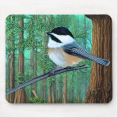 Rustic Evergreen Pine Chickadee Muismat (Voorkant)