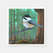 Rustic Evergreen Pine Chickadee Servet (Voorkant)