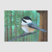 Rustic Evergreen Pine Chickadee Tissuepapier (Voorkant)