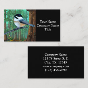 Rustic Evergreen Pine Chickadee Visitekaartje