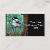 Rustic Evergreen Pine Chickadee Visitekaartje (Voorkant)