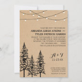 Rustic Evergreen Pine Tree Wedding Invitations Kaart (Voorkant)