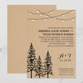 Rustic Evergreen Pine Tree Wedding Invitations Kaart (Voorkant / Achterkant)