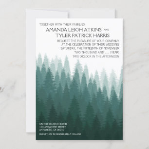 Rustic Evergreen Pine Tree Wedding Invitations Kaart