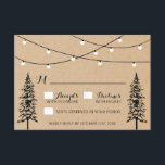 Rustic Evergreen Pine Tree Wedding RSVP-kaarten RSVP Kaartje<br><div class="desc">Rustic Evergreen Pine Tree Wedding RSVP-kaarten - bevat evergroene of dennenbomen in een bosgebied boven gedrukt kraftpapier. De lichten van het koord hangen bij de bovenkant. Elke reactiekaart wordt geleverd met een gemonteerde envelop. Als u op de knop AANPASSEN IT drukt, kunt u de lettertypestijl, de kleur, de grootte en...</div>