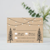 Rustic Evergreen Pine Tree Wedding RSVP-kaarten RSVP Kaartje (Staand voorkant)