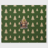 Rustic Evergreen Tree Personalized Christmas Photo Cadeaupapier (Vlak)