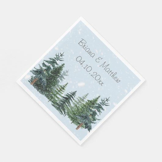Rustic Evergreen Winter Pine Trees Servet (Hoek)