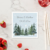 Rustic Evergreen Winter Pine Trees Servetten (Insitu)