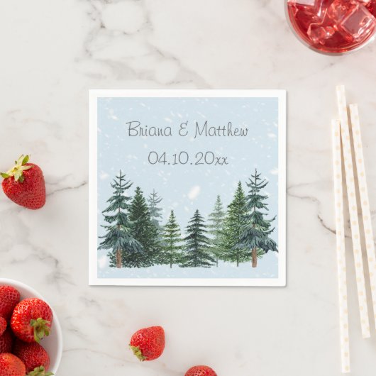 Rustic Evergreen Winter Pine Trees Servetten (Insitu)