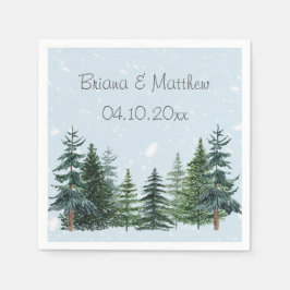 Rustic Evergreen Winter Pine Trees Servetten