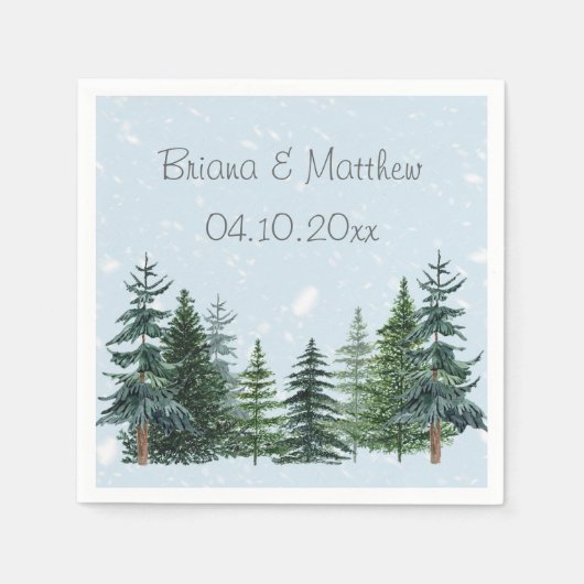Rustic Evergreen Winter Pine Trees Servetten (Voorkant)