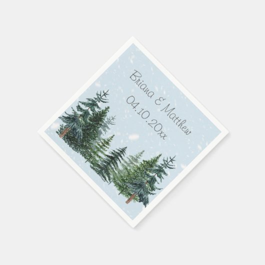 Rustic Evergreen Winter Pine Trees Servetten (Hoek)