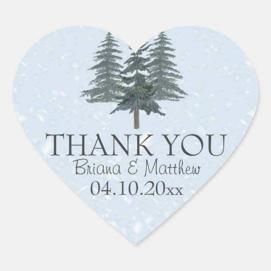 Rustic Evergreen Winter Pine Trees Wedding Favors Hart Sticker (Voorkant)