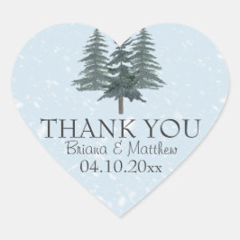 Rustic Evergreen Winter Pine Trees Wedding Favors Hart Sticker