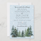 Rustic Evergreen Winter Pine Trees Wedding Kaart (Voorkant)