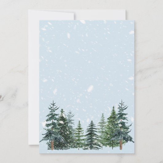Rustic Evergreen Winter Pine Trees Wedding Kaart (Achterkant)