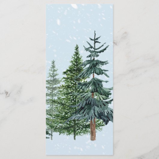 Rustic Evergreen Winter Pine Trees Wedding Menu (Achterkant)
