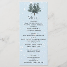 Rustic Evergreen Winter Pine Trees Wedding Menu