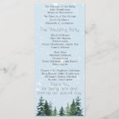 Rustic Evergreen Winter Pine Trees Wedding Programmakaart (Achterkant)