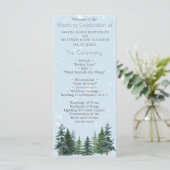Rustic Evergreen Winter Pine Trees Wedding Programmakaart (Staand voorkant)