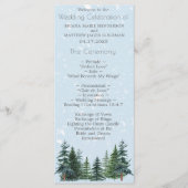 Rustic Evergreen Winter Pine Trees Wedding Programmakaart (Voorkant)