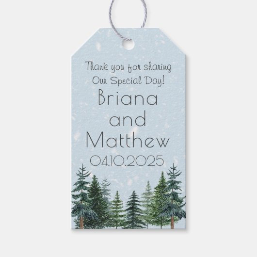 Rustic Evergreen Winter Pine Wedding Cadeaulabel (Voorkant)