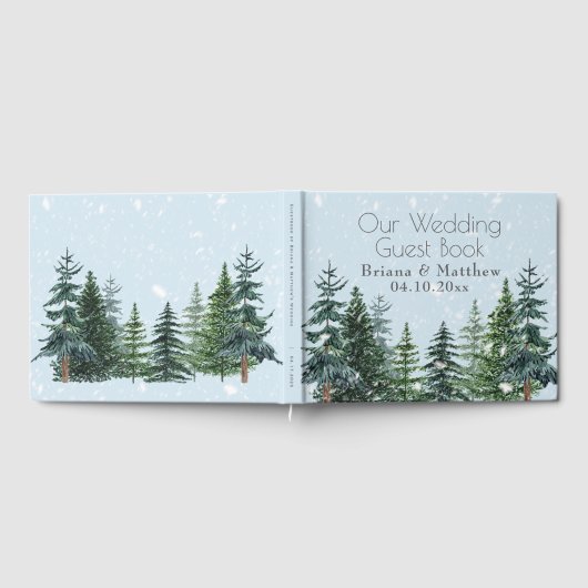 Rustic Evergreen Winter Pine Wedding Gastenboek (Volledig)