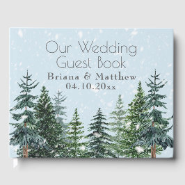 Rustic Evergreen Winter Pine Wedding Gastenboek