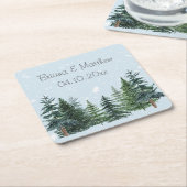 Rustic Evergreen Winter Pine Wedding Kartonnen Onderzetters (Schuin)