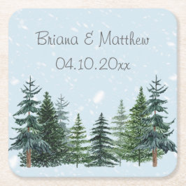 Rustic Evergreen Winter Pine Wedding Kartonnen Onderzetters