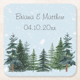 Rustic Evergreen Winter Pine Wedding Kartonnen Onderzetters