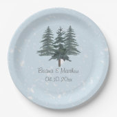 Rustic Evergreen Winter Pine Wedding Papieren Bordje (Voorkant)